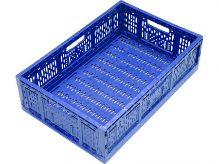Ящик п/э 600х400х170 перфорированный, складной, арт F6417 (22233, синий)