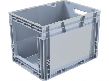 Ящик пластиковый SPK 400х300х320 с вырезом серый Ящик пластиковый SPK 400х300х320 с вырезом серый