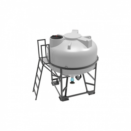 Емкость ЦКТ 3000л с патрубком 110 мм с фланцем в обрешетке с лестницей (121209.3000.001.011, белый)