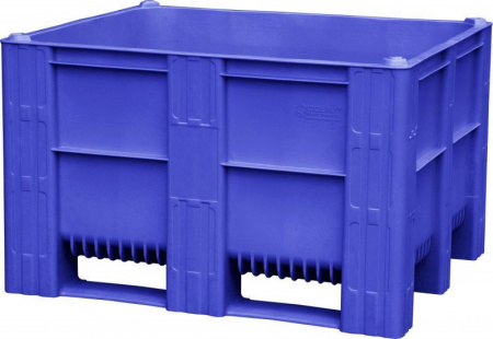 Контейнер большой BoxPallet (бокс паллет)1200х1000х740 мм, сплошной на 3-х полозьях, арт.10-100-ОА-ACE-3 (02437, синий)