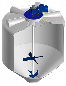 Емкость ФМ 1000 в обрешетке с лопастной двухярусной Ж-Т мешалкой Емкость ФМ 1000 в обрешетке с лопастной двухярусной Ж-Т мешалкой