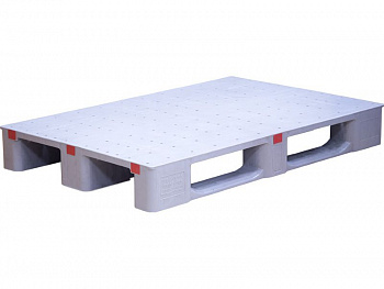 Паллет 1200х800х155 мм (сплошной специализированный на 3-х полозьях) серый, арт.DP 1208-1S