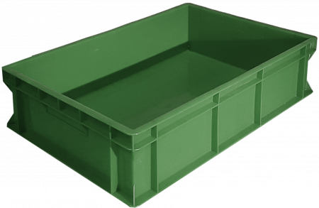 Ящик пластиковый 600х400х150 арт 418-4 сплошной, закрытые ручки (зеленый)