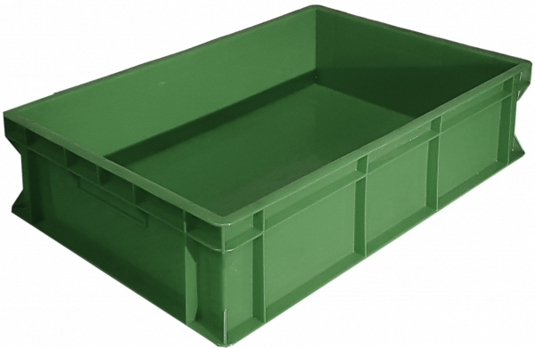 Ящик пластиковый 600х400х150 арт 418-4 сплошной, закрытые ручки (зеленый)