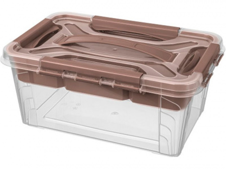 Ящик п/п GRAND BOX 290Х190Х124 4,2 л  для хранения с крышкой с замками и вставкой-органайзером, коричневый, арт.GRAND BOX 4,2-2 Ящик п/п GRAND BOX 290Х190Х124 4,2 л  для хранения с крышкой с замками и вставкой-органайзером, коричневый, арт.GRAND BOX 4,2-2