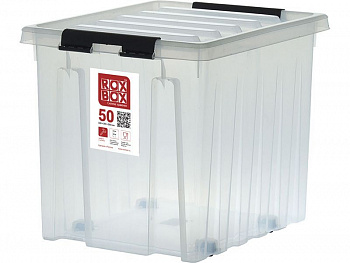 Ящик п/п 500х390х390 мм с крышкой и клипсами, на роликах, арт.Rox Box 50 Ящик п/п 500х390х390 мм с крышкой и клипсами, на роликах, арт.Rox Box 50