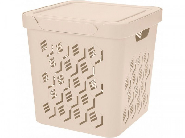 Ящик п/п 286х286х286 18 л для хранения, перфорированный, с крышкой, арт.DELUXE 18-2 (22808, бежевый) Ящик п/п 286х286х286 18 л для хранения, перфорированный, с крышкой, арт.DELUXE 18-2 (22808, бежевый)