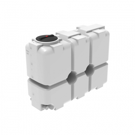 Бак (емкость) прямоугольный пластиковый ST 2000 л с патрубками 100 мм с резьбовой крышкой (белый, 105.2000.001.002)