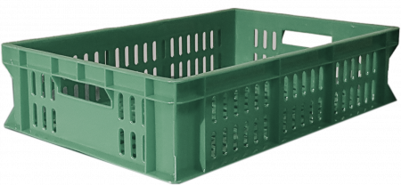 Ящик пластиковый 600х400х150 арт 418-1 перфорированный (зеленый)