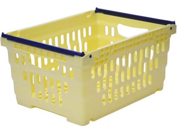 Ящик п/э 400х300х200 со складываемыми ручками жёлтый, арт B-520