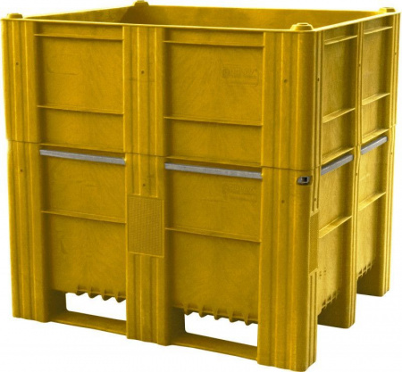 Контейнер большой BoxPallet (бокс паллет) 1200х1000х1140 мм, сплошной, арт.11-100-НА-АСЕ (1140) (06537, желтый)