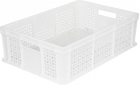 Ящик пластмассовый 600х400х180 арт 706.02.01 перфорированный, дно сплошное, с ручками (16416, натуральный)