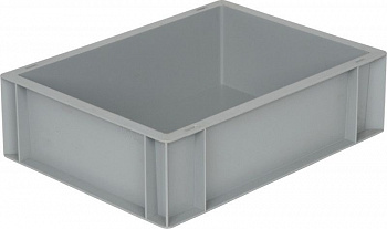 Ящик п/п 400х300х120 сплошной, без ручек, гладкое дно, серый B-4311, арт.803.02