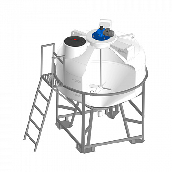 Емкость ЦКТ 3000 с патрубком 110 мм в обрешетке с лопастной Ж-Ж мешалкой Емкость ЦКТ 3000 с патрубком 110 мм в обрешетке с лопастной Ж-Ж мешалкой