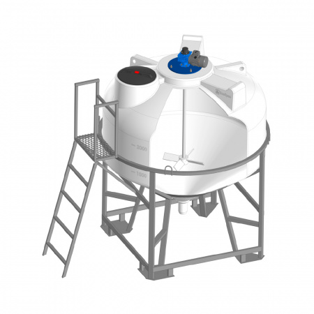 Емкость ЦКТ 3000 с патрубком 110 мм в обрешетке с лопастной Ж-Ж мешалкой (121111.3000.000.000, белый)