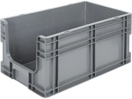 Ящик пластиковый SPK 510х290х235 с вырезом серый Ящик пластиковый SPK 510х290х235 с вырезом серый