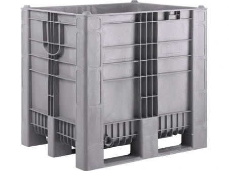 Контейнер большой BoxPallet (бокс паллет) 1200х1000х1140 мм, сплошной на 3-х полозьях, серый, арт.C-Box 1210 S (1140)