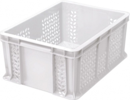 Ящик пластмассовый 400х300х180 арт 702.01.02 перфорированный с внешней ручкой (18632, мороз.)