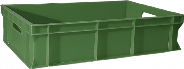 Ящик пластиковый 600х400х150 арт 418-3 сплошной, открытые ручки (зеленый)