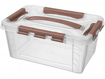 Ящик п/п GRAND BOX 290Х190Х124 4,2 л для хранения с крышкой с замками и вставкой-органайзером, коричневый, арт.GRAND BOX 4,2