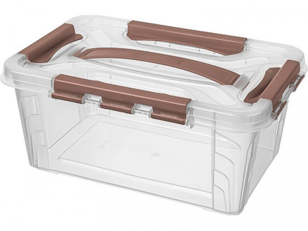 Ящик п/п GRAND BOX 290Х190Х124 4,2 л для хранения с крышкой с замками и вставкой-органайзером, коричневый, арт.GRAND BOX 4,2