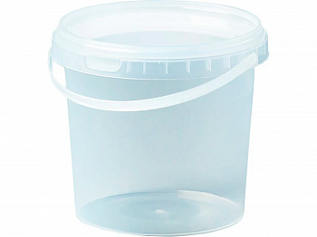 Ведро пластиковое 1 л круглое d-131 мм с ручкой с белой крышкой