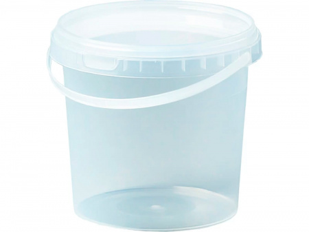 Ведро пластиковое 1 л круглое d-131 мм с ручкой с белой крышкой