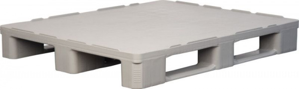 Паллет 1200х1000х160 мм (усиленный cплошной на 3-х полозьях) гигиенический серый, арт.IR 1210-3R-G-H