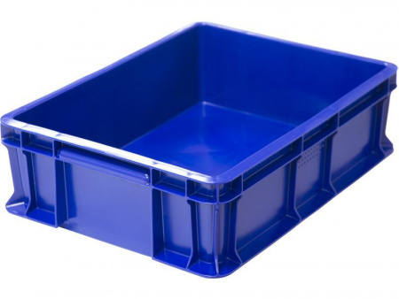 Ящик пластмассовый 400х300х120 арт 701.03.02 сплошной с внешней ручкой (18588, синий)
