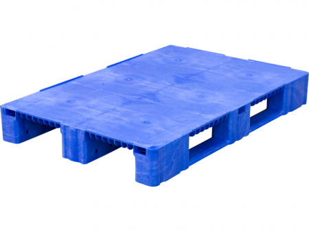 Пластиковый поддон (паллет) 1200x800х150 сплошной на 3-х полозьях (32957, синий)