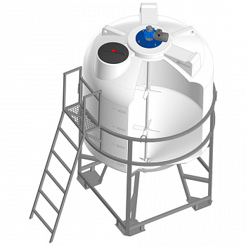 Емкость ЦКТ 5000 с патрубком 110 мм в обрешетке с лестницей с трехъярусной лопастной Ж-Т мешалкой Емкость ЦКТ 5000 с патрубком 110 мм в обрешетке с лестницей с трехъярусной лопастной Ж-Т мешалкой