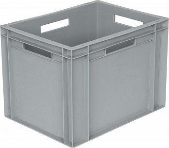 Ящик п/п 400х300х290 сплошной, с ручками, гладкое дно, серый B-4328, арт.806.01