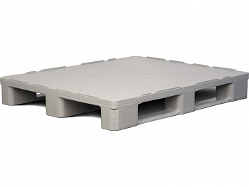 Паллет 1200х1000х160 мм (cплошной на 3-х полозьях) гигиенический серый, арт.IR 1210-3R-G