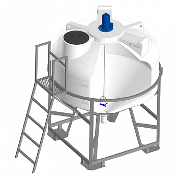 Емкость ЦКТ 3000 с патрубком 110 мм в обрешетке с лестницей с пропеллерной мешалкой Емкость ЦКТ 3000 с патрубком 110 мм в обрешетке с лестницей с пропеллерной мешалкой