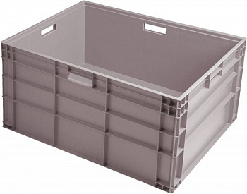Ящик п/п 800х600х455 сплошной, с ручками, дно с усилением, серый B-8644, арт.815.01